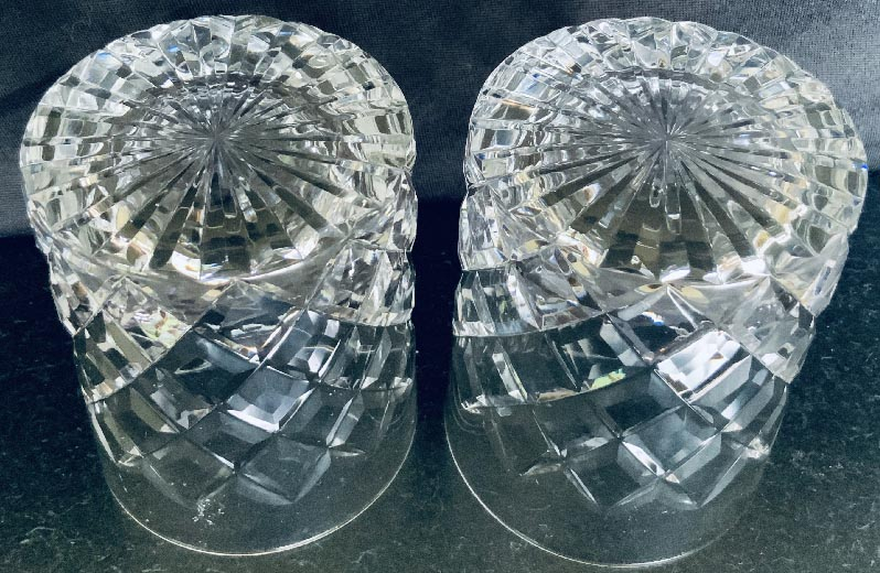 pair vintage crystal whisky tumbler glasses